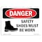 Signmission OSHA Danger Sign, Safety Shoes Must Be Worn, 18in X 12in Decal, 18" W, 12" H, Landscape OS-DS-D-1218-L-1566 - alternate 1